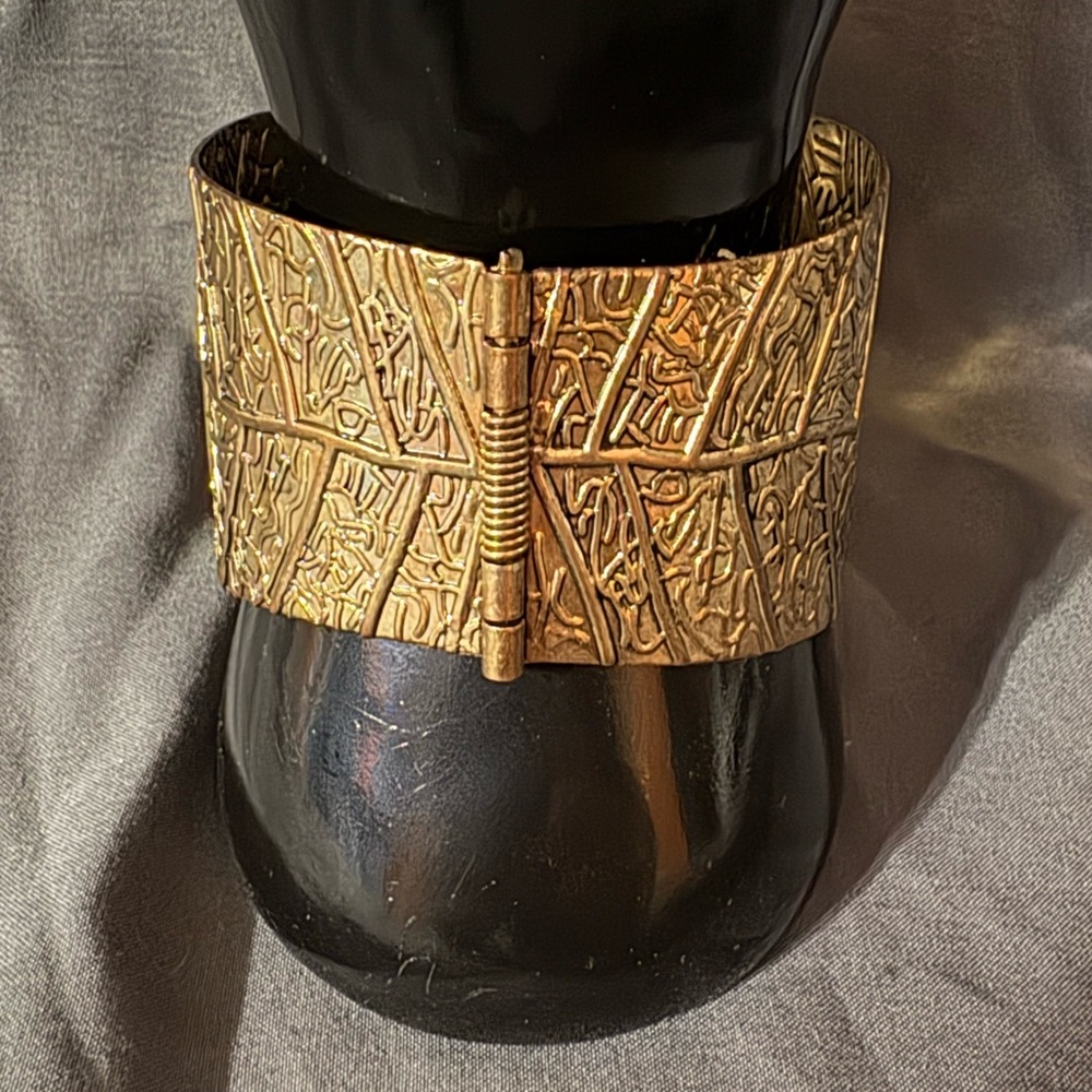 Gold Leaf Patterned Cuff Bracelet - image 2